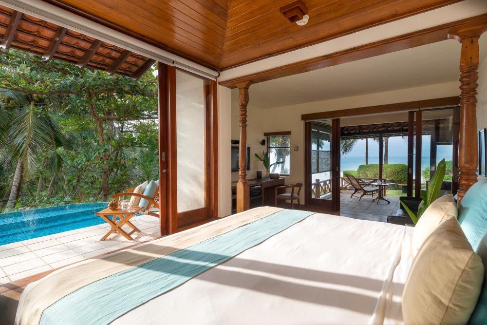 Schlafzimmer mit Ausblick, Saman Villas, Bentota, Sri Lanka Flitterwochen