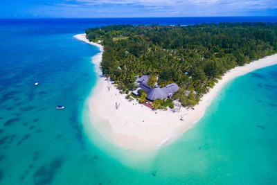Aerial View, Denis Private Island, Seychellen Hochzeitsreise, Luxus