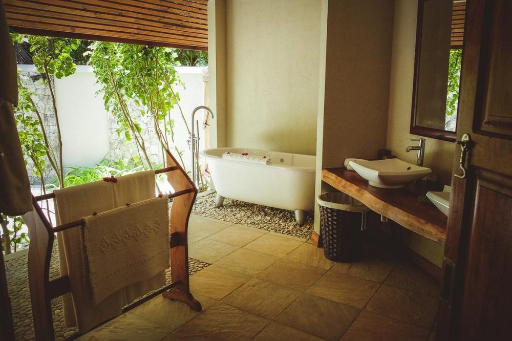 Badezimmer, Denis Private Island, Seychellen Flitterwochen