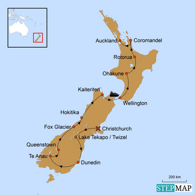 Reiseverlauf Wildromantische Neuseeland Hochzeitsreise