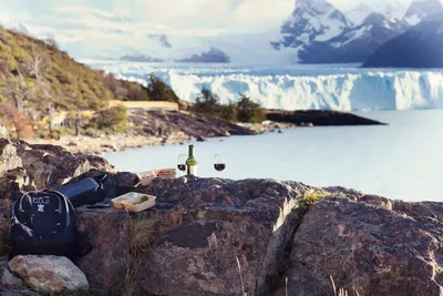 Picknick am Perito Moreno Gletscher, El Calafate, Argentinien Hochzeitsreise, Wilde Romantik