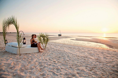 Stranddinner, Azura Benguerra Island, Mosambik Hochzeitsreise, Natur