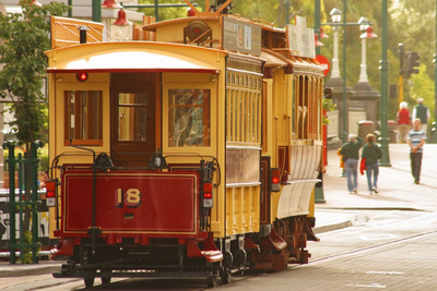 Tram in Christchurch, Neuseeland Hochzeitsreise