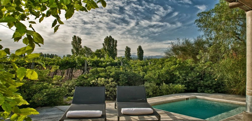 Pool mit Ausblick, Cavas Wine Lodge, Mendoza, Argentinien Flitterwochen