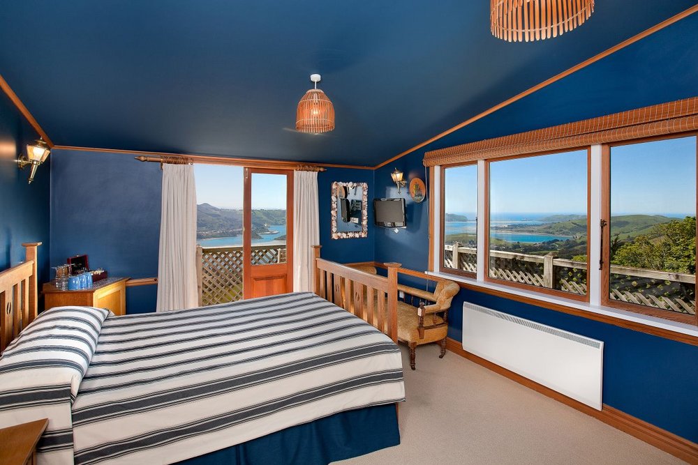 Blaues Lodge Zimmer, Larnach Castle & Gardens Dunedin, Neuseeland Hochzeitsreise