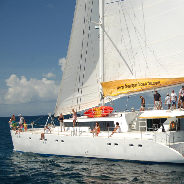 Außenansicht, Katamaran Mojito, 82, Seychellen Flitterwochen