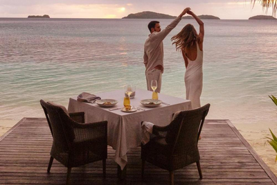 Romantisches Dinner, Kokomo Private Island Resort, Fiji, Südsee Hochzeitsreise, Liebe