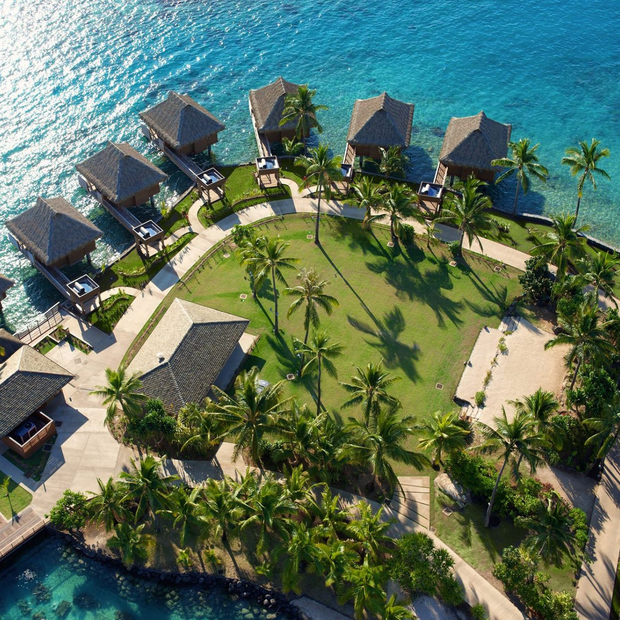 Vogelperspektive, InterContinental Resort & Spa Tahiti, Südsee Flitterwochen