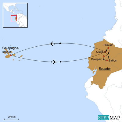 Reiseverlauf, Ecuador und Galapagos - eine außergewöhnliche Hochzeitsreise, Stepmap